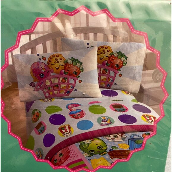 Shopkins Microfiber Fun Colorful Toy Girl Adult Fan Twin Sheet Set of 3 bedsheet - Picture 4 of 6